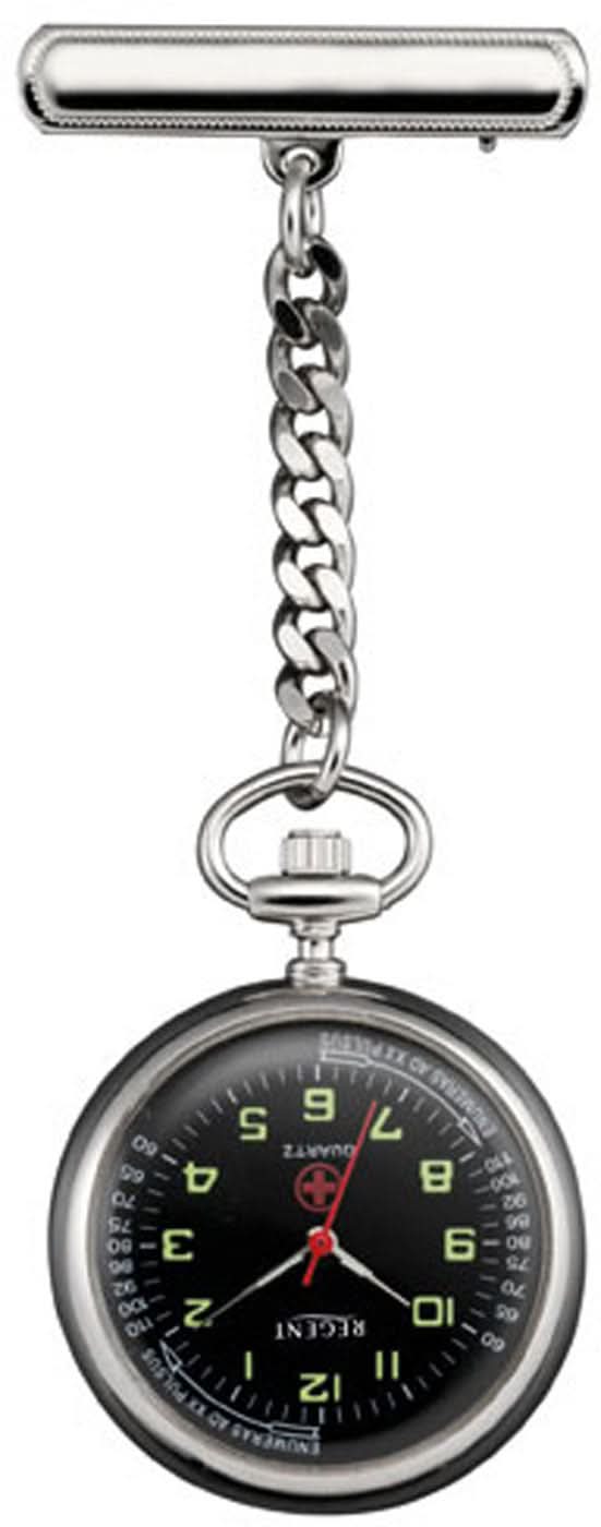 Montre de poche ronde pour femme avec chaîne et affichage numérique, chiffres verts