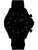 Chronographen-Uhr mit schwarzem Zifferblatt, grünen Leuchtindizes und schwarzem Textilband
