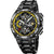 Herren-Chronograph-Uhr von Festina mit schwarzem Gehäuse, schwarzem Metallarmband und gelben Akzenten