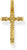 Pendentif croix aspect or jaune avec détails de crâne, vue de face étroite