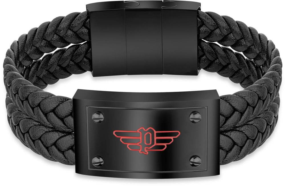 VALORIOUS Bracelet en cuir noir - Modèle Police : PEAGB2120301
