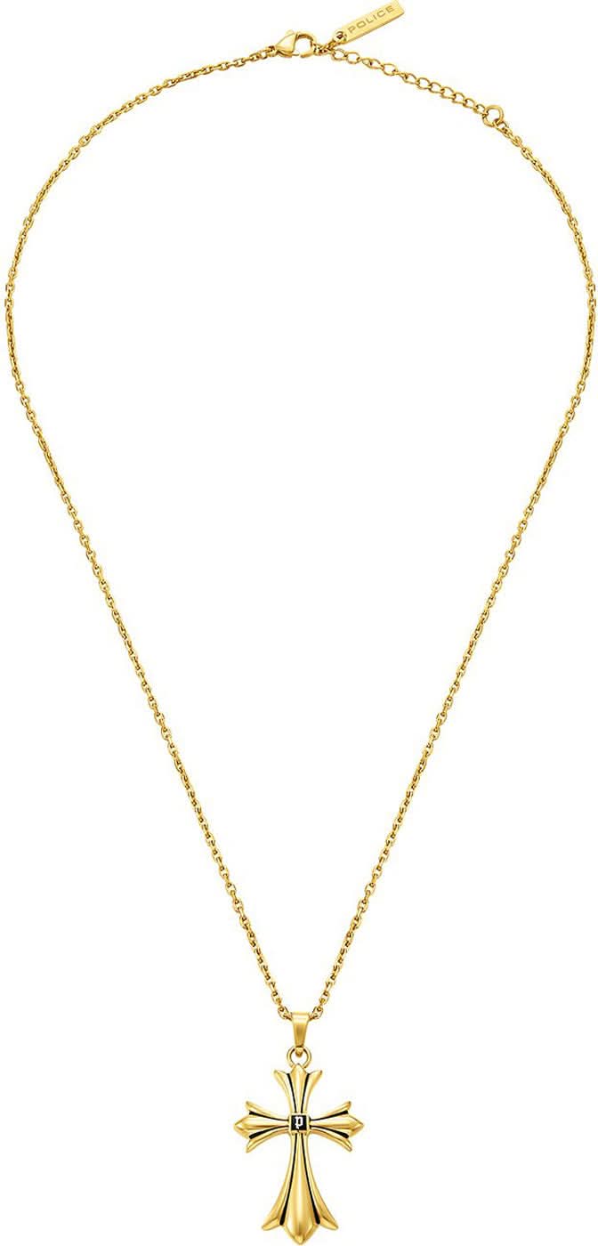 Collier doré avec pendentif croix sur chaîne fine