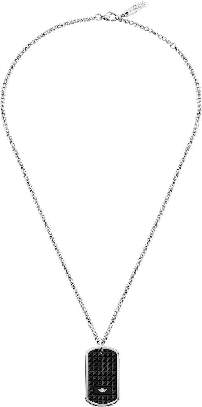 Collier avec pendentif en carbone noir et chaîne en argent, rectangulaire, Police STORM II