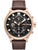 Herrenarmbanduhr Police mit braunem Lederband, schwarzem Zifferblatt und Chronograph
