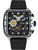 Herren-Chronographenuhr mit schwarzem Zifferblatt und gelben Details, Textilband