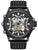 Herrenarmbanduhr POLICE mit schwarzem Skelett-Zifferblatt und Automatikwerk, schwarzem Lederarmband