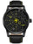 Herrenuhr mit schwarzem Gehäuse, Lederarmband und Ziffernblatt mit POLICE-Schrift, 5 ATM
