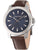 Herrenarmbanduhr POLICE mit blauem Zifferblatt, braunem Lederarmband und Edelstahlgehäuse