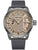 Herrenuhr mit grauem Gehäuse, Lederarmband und beigem Zifferblatt mit Datumsanzeige