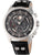 Herren-Quarzchronograph: silbernes Edelstahlgehäuse, schwarzes Zifferblatt, schwarzes Lederband