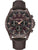 Herrenarmbanduhr mit braunem Lederarmband und dunklem Zifferblatt, Chronograph, Mineralglas