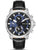 Herrenarmbanduhr Police mit silbernem Gehäuse, schwarzem Zifferblatt und Lederarmband