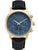 Herrenuhr mit blauem Zifferblatt, Chronograph, schwarzem Lederarmband