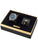 Herrenuhr-Set in Box: Uhr mit blauem Zifferblatt und schwarzem Lederarmband