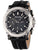 Police Herrenuhr: schwarzes Zifferblatt, silbernes Gehäuse, schwarzes Lederarmband