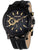 Schwarze Police Herrenuhr mit Lederarmband und schwarzem Zifferblatt, Datumsanzeige