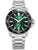 Herren-Armbanduhr mit grünem Zifferblatt, schwarzer Lünette und Edelstahlband