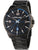Herrenarmbanduhr Police mit schwarzem Zifferblatt, blauen Akzenten und Metallarmband