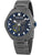 Herrenarmbanduhr mit grauem Metallband, blauem Zifferblatt und POLICE-Aufdruck