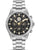 Herrenarmbanduhr mit Stahlband, schwarzem Zifferblatt und goldenen Chrono-Zeigern