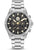 Herrenarmbanduhr mit schwarzem Zifferblatt, Chronograph und silbernem Edelstahlband