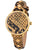 Damenuhr mit goldfarbenem Zifferblatt und Schlangenlederarmband in Braun mit POLICE-Logo