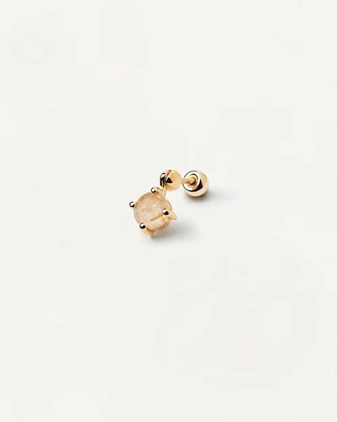 Goldfarbener Ohrstecker mit ovalem Edelstein-Anhänger