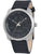 Herrenuhr mit schwarzem Lederarmband, silbernem Gehäuse und dunklem Zifferblatt
