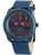 Herrenarmbanduhr mit blauem Lederarmband, rundem blauem Zifferblatt mit Skull-Design