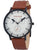Herrenuhr mit braunem Lederarmband, weißem Zifferblatt und Chrono-Subdials, 42 mm