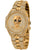 Goldfarbene Damenuhr mit Strass-Lünette, Totenkopf-Zifferblatt und Metallarmband