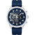 Herren-Chronographuhr mit blauem Zifferblatt, silbernem Gehäuse und blauem Silikonband