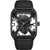Schwarze Herrenuhr mit Lederarmband und mechanisch wirkendem Zifferblatt