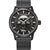 Herrenuhr mit Totenkopf-Zifferblatt und schwarzem Milanaise-Armband