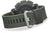 Montre pour homme avec boucle ardillon sur bracelet vert foncé et boîtier gris.
