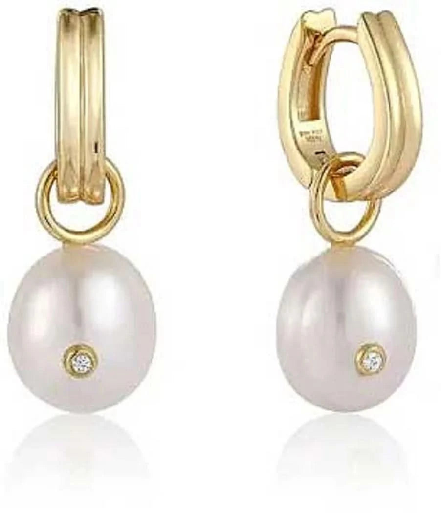 Créoles ANIA HAIE avec pendentif perle ovale et zircons