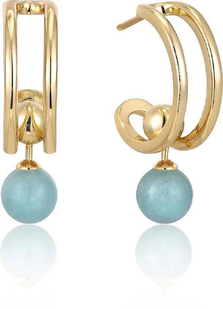 ANIHAIE E045-05G-AM Créoles doubles avec pendentifs boules