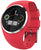 Montre connectée avec bracelet en silicone rouge et cadran noir avec bordure argentée