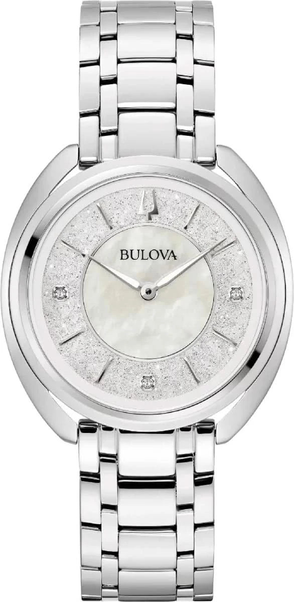 Montre Bulova Classic Duality 96P240 pour femme • Diamants véritables • Cadran en nacre