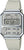 Montre numérique Casio avec écran rectangulaire, boîtier argenté et bracelet en silicone gris clair