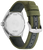 Herrenarmbanduhr mit grünem Textilarmband, Rückseite und Lederunterseite