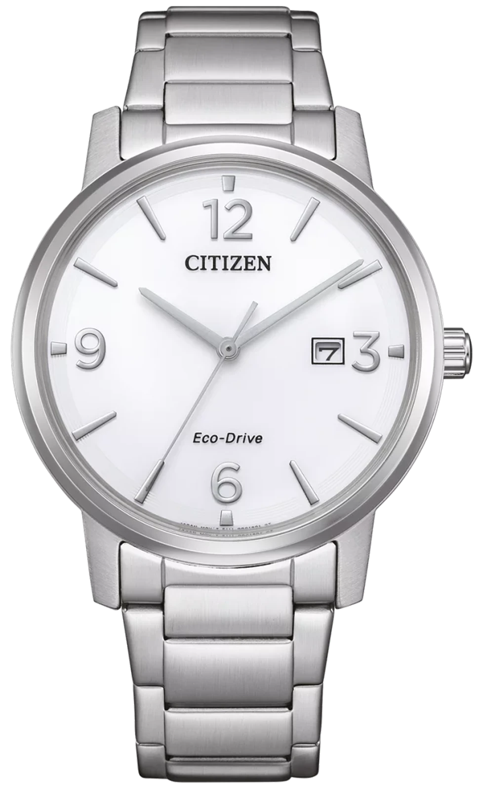 Montre pour homme avec bracelet en acier inoxydable argenté et cadran, Citizen Eco-Drive