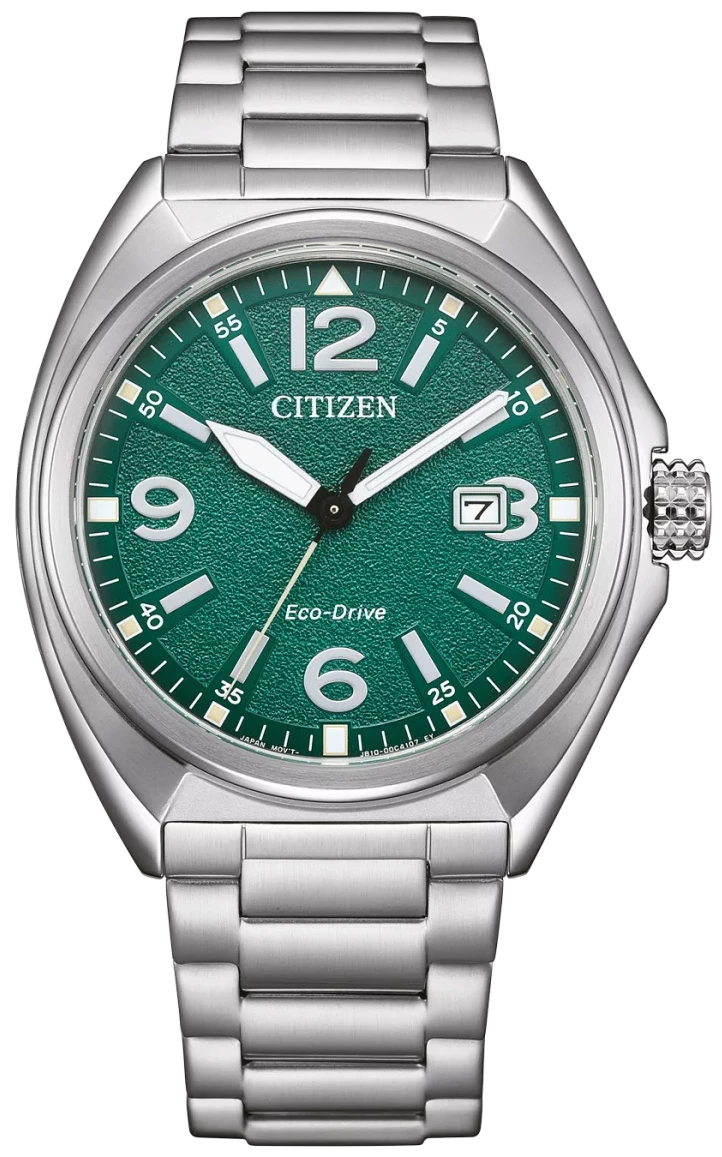 Citizen Herrenuhr mit grünem Zifferblatt und Eco-Drive, Edelstahlarmband