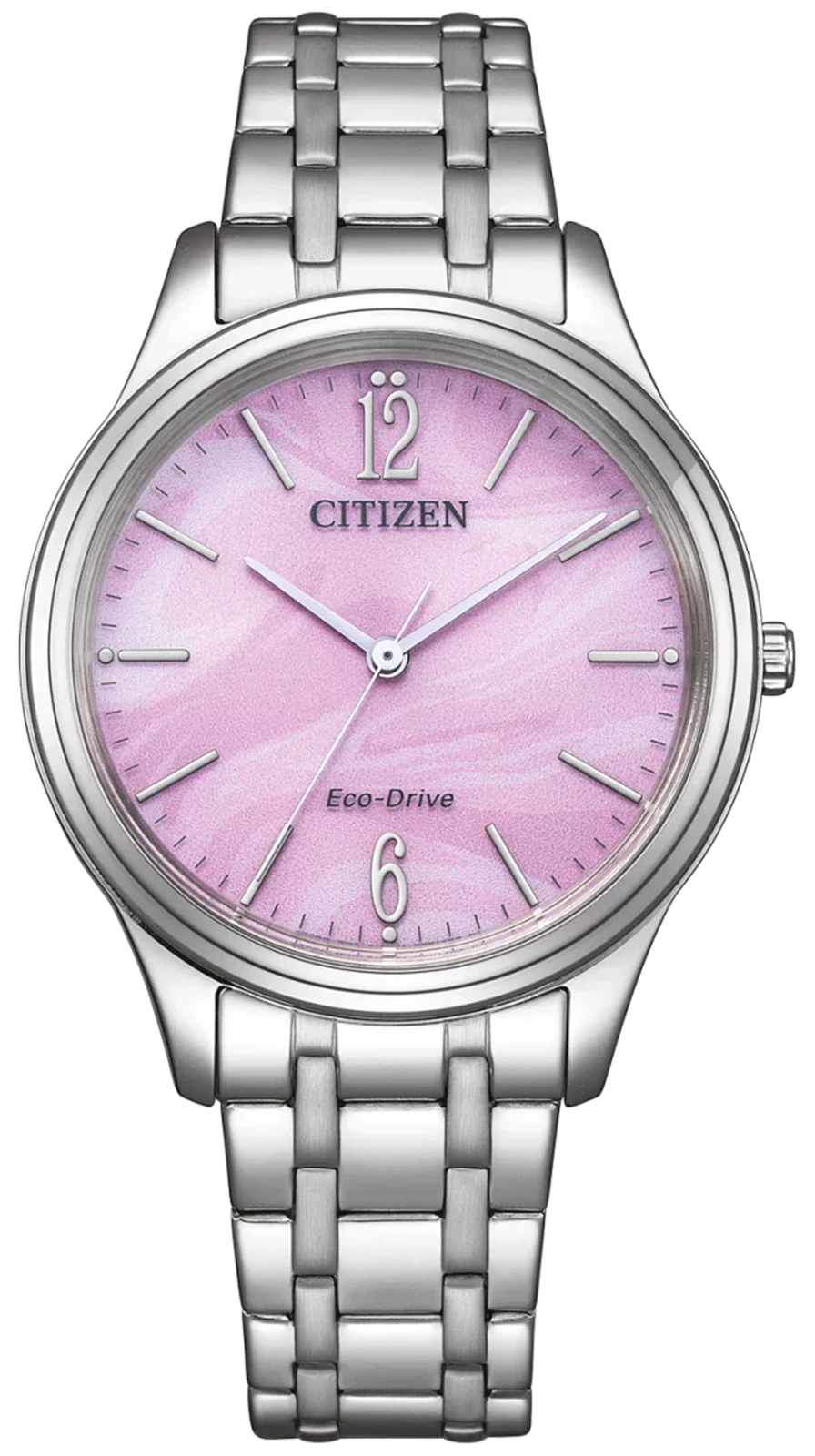 Montre pour femme avec cadran rose et bracelet rond en acier inoxydable argenté