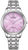 Montre pour femme avec cadran rose et bracelet rond en acier inoxydable argenté