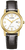 Montre pour femme avec bracelet en cuir noir, boîtier doré et cadran blanc