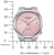 Montre pour homme avec cadran rose et bracelet en métal argenté, lunette ronde