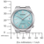 Montre homme avec boîtier rond en acier inoxydable argenté, cadran bleu sarcelle et mouvement automatique