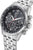 Herrenuhr mit Metallarmband, schwarzem Zifferblatt und Chrono-/Tachymeter-Details
