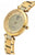 Montre pour femme avec boîtier rond doré, cadran clair et index en diamants